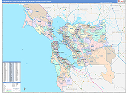 San Francisco-Oakland-Hayward Metro Area Wall Map Color Cast Style 2026